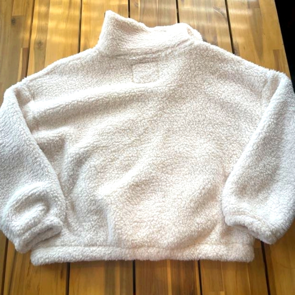 Nwt American Eagle Seriously Huggable Cozy Cream Sherpa Full Zip Jacket Xs/s - Picture 2 of 4